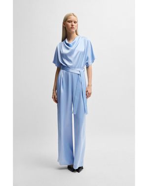 HUGO Cowl-Neck Regular-Fit Jumpsuit - Blue