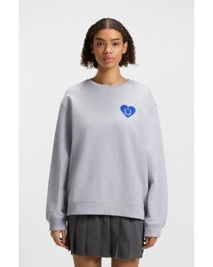 HUGO All-Gender Sweatshirt With Happy Artwork - Grey