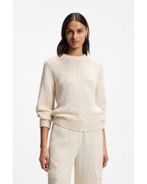 BOSS Cotton-Blend Jumper With Structured Knit - Natural