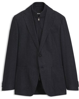 BOSS Slim-Fit Jacke Mit Reißverschluss-Einsatz - Schwarz