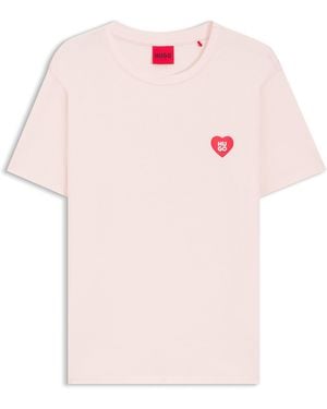 HUGO T-Shirt De Pyjama En Jersey Stretch À Logo Imprimé - Rose