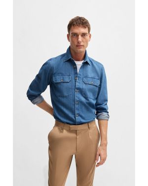 BOSS Selected By Beckham Regular-Fit Denim Shirt - Blue