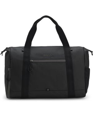 BOSS Faux-Leather Holdall With Reflective Details - Black