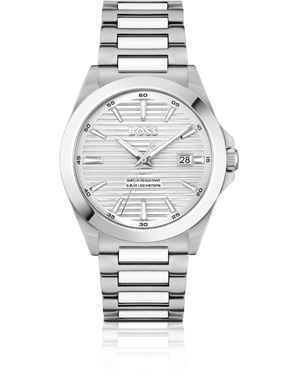BOSS Horloge Van Geborsteld En Gepolijst Roestvrij Staal Met Gegroefde Wijzerplaat - Metallic