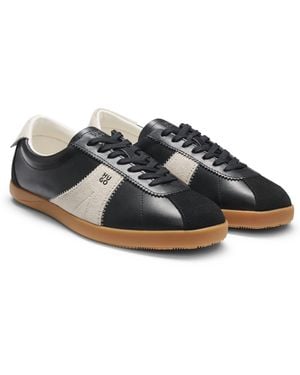 HUGO Zapatillas De Piel Con Detalles De Ante Y En Zigzag - Negro