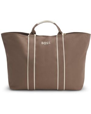 BOSS Strukturierte Tote Bag Mit Logo-Riemen - Braun