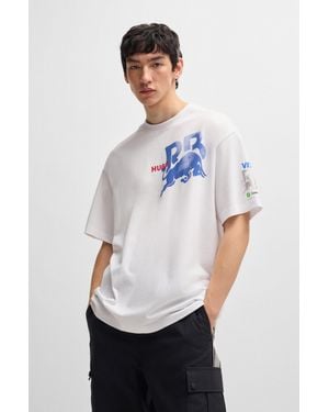 HUGO Cotton-jersey Fanwear T-shirt With Special Branding - White