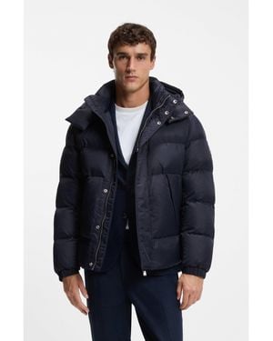 BOSS Water-Repellent Jacket With Monogram Jacquard - Blue