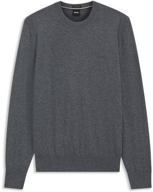 BOSS Pullover Aus Merinowolle Mit Logo-Stickerei - Grau