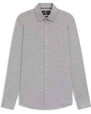 BOSS Kariertes Slim-Fit Hemd Aus Funktionalem Stretch-Flanell Mit Gebürstetem Finish - Grau