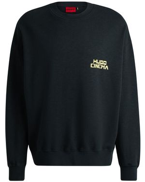 HUGO Sweatshirt Aus Baumwoll-Terry Mit 70Er-Jahre-Filmgrafik - Schwarz