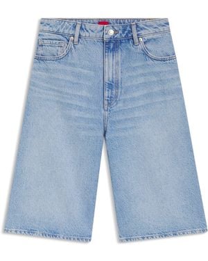 HUGO Shorts De Pernera Ancha En Denim Luminoso - Azul