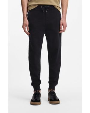 BOSS Cotton-Terry Tracksuit Bottoms With Signature Stripes - Black