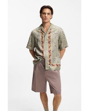 HUGO Oversized-Fit Shirt With Statement Print - Multicolour
