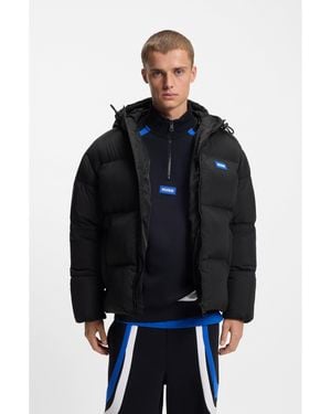 HUGO Relaxed-Fit Water-Repellent Jacket With Logo Badge - Black