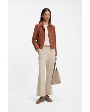 BOSS Suede Jacket With Covered Zip Closure - Brown