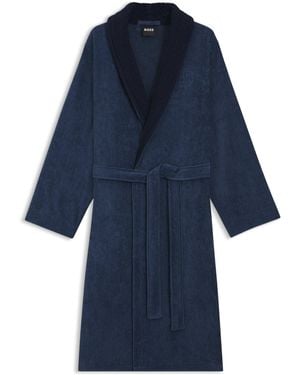 BOSS Morgenmantel Aus Baumwoll-Samt Mit Double-B-Monogramm - Blau