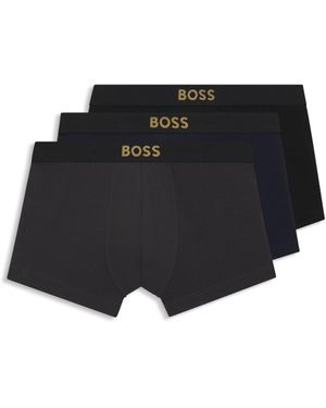 BOSS Eng Anliegende Boxershorts Aus Stretch-Baumwolle Im Dreier-Pack - Schwarz