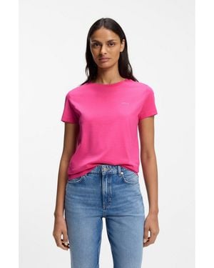 BOSS Cotton-Jersey T-Shirt With Logo Detail - Red