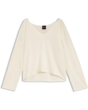 BOSS Jersey De Cashmere Y Lana Con Cuello En Pico - Neutro