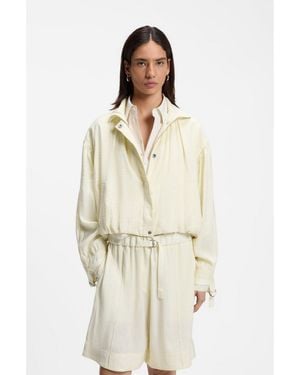 BOSS Relaxed-Fit Bomber Jacket With Stand Collar - Natural