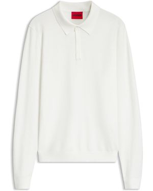HUGO Slim-Fit Gebreide Polo - Wit