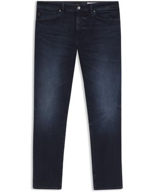 BOSS Taps Toelopende Jeans Van Blauw-Zwart Superstretchdenim