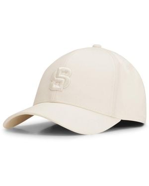 BOSS Cotton-Twill Cap With Embroidered Double B Monogram - Natural