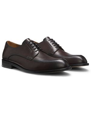 BOSS Leather Derby Shoes With Emed Logo - Brown