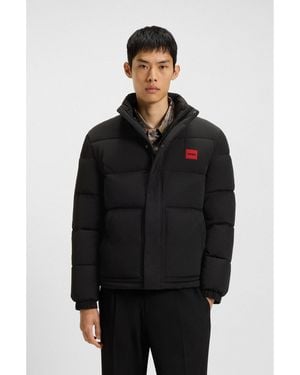 HUGO Water-Repellent Padded Jacket With Logo Patch - Black