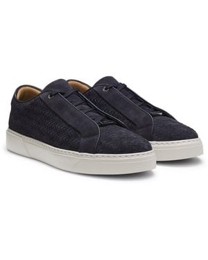 BOSS Gary Trainers With Woven Suede Uppers - Blue