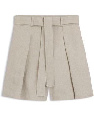 BOSS Jupe-Culotte Coupe Décontractée En Mélange De Lin Avec Tissage En Chevrons - Neutre
