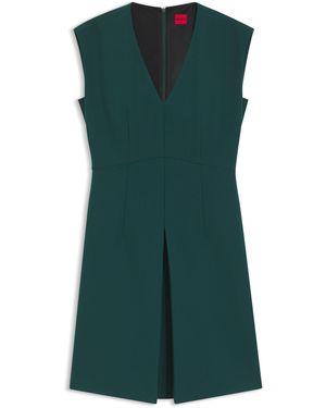 HUGO Mouwloze Regular-Fit Jurk Met Plooi Aan De Voorkant - Groen