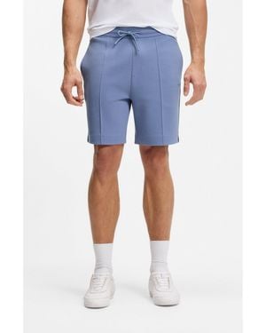 BOSS Cotton-Blend Shorts With Piped Trims - Blue