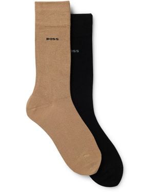 BOSS Two-Pack Of Regular-Length Bamboo-Blend Socks - Brown
