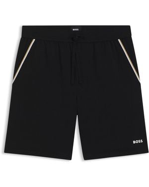 BOSS Pyjama-Shorts Aus Elastischer Baumwolle Mit Tape-Details - Schwarz