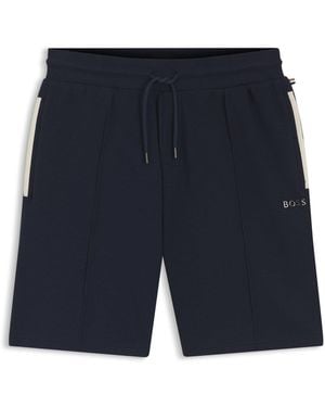 BOSS Shorts Aus Baumwoll-Mix Mit Metallic-Logo - Blau