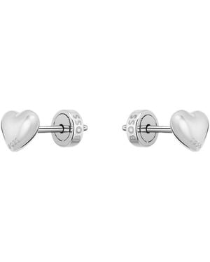 BOSS Heart-Shaped Stud Earrings - White
