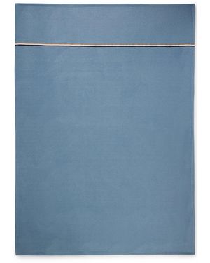 BOSS Fleece Throw With Signature-Stripe Ribbon - Blue