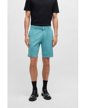 BOSS Slim-fit Shorts In Stretch-cotton Twill - Blue