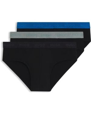 HUGO Dreier-Pack Slips Aus Stretch-Baumwolle Mit Logos Am Bund - Schwarz
