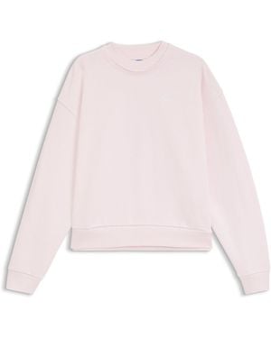 HUGO Relaxed-Fit Katoenen Sweatshirt Met Logostiksel - Roze