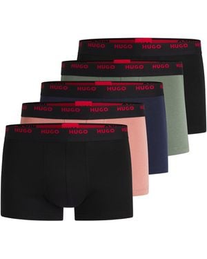 HUGO Five-Pack Of Stretch-Cotton Trunks With Logo Waistbands - Black