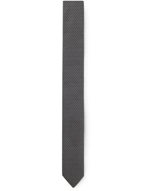HUGO Silk Tie With Jacquard Pattern - Grey