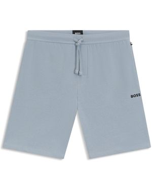 BOSS Pyjama-Shorts Mit Waffelstruktur Und Logo-Stickerei - Blau