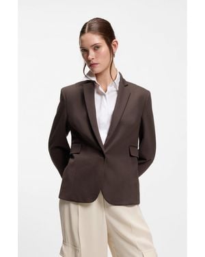 BOSS Slim-Fit Blazer With Angled Darts - Brown
