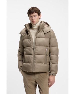 BOSS Water-Repellent Puffer Jacket With Adjustable Hood - Brown