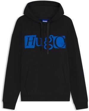 HUGO Hoodie Van Katoenen Badstof Met Logo - Zwart