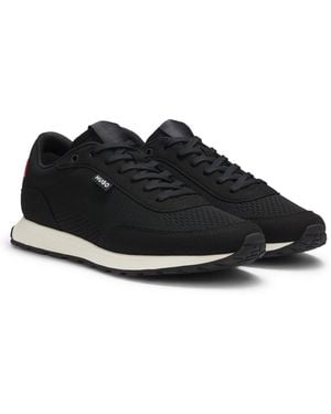HUGO Knitted-Upper Trainers With Logo Flag - Black