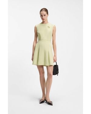 HUGO Sleeveless Dress With-Tone Flower Brooch - White